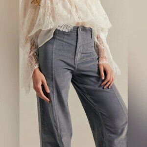NWT We The Free People Libre Wide Leg Cord Jeans Light Gray Mockingbird Size 28